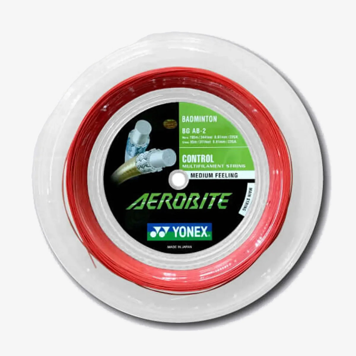 Yonex Aerobite 200m Reel Badminton String (White/Red)