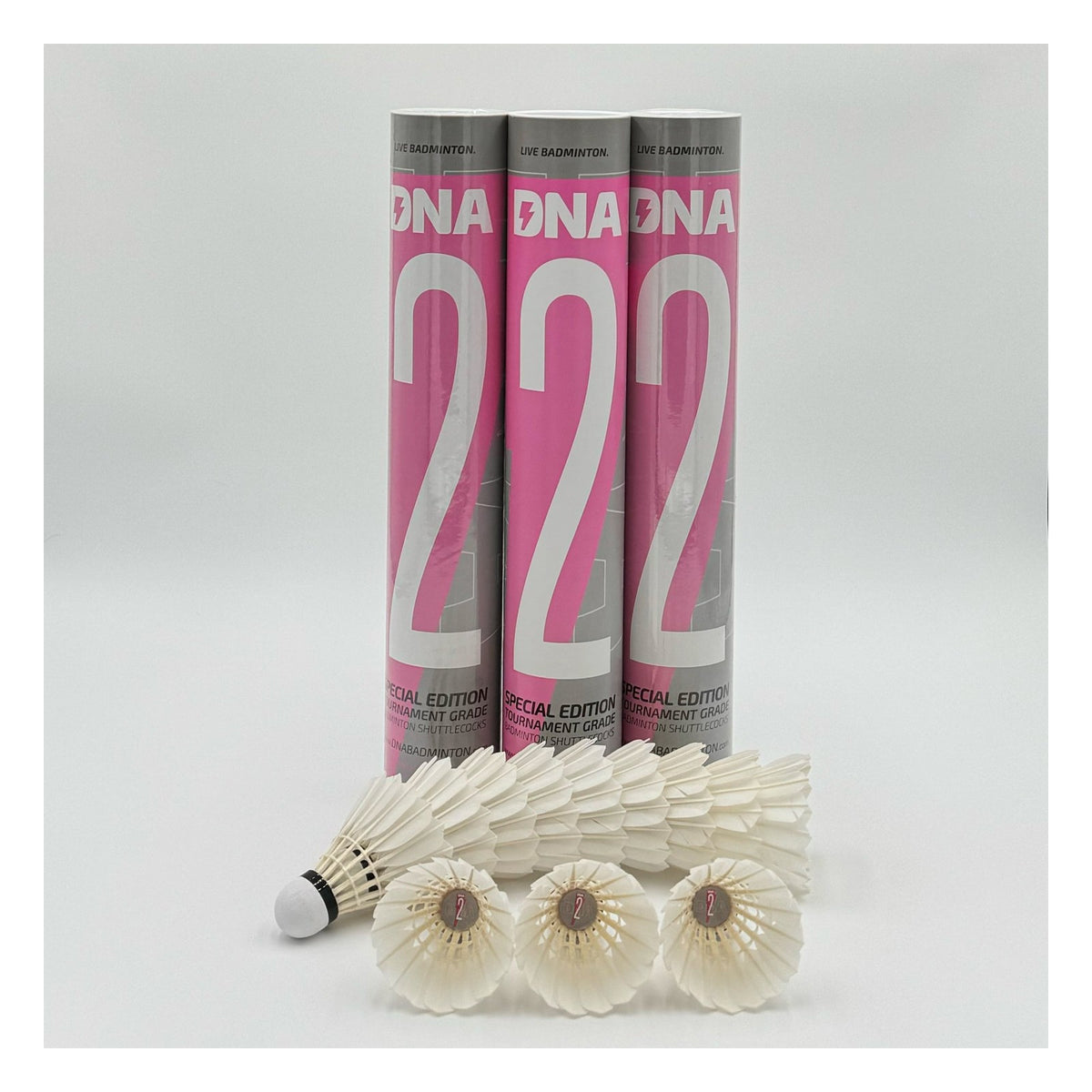 DNA Pink No.2 goose feather badminton shuttlecock tube