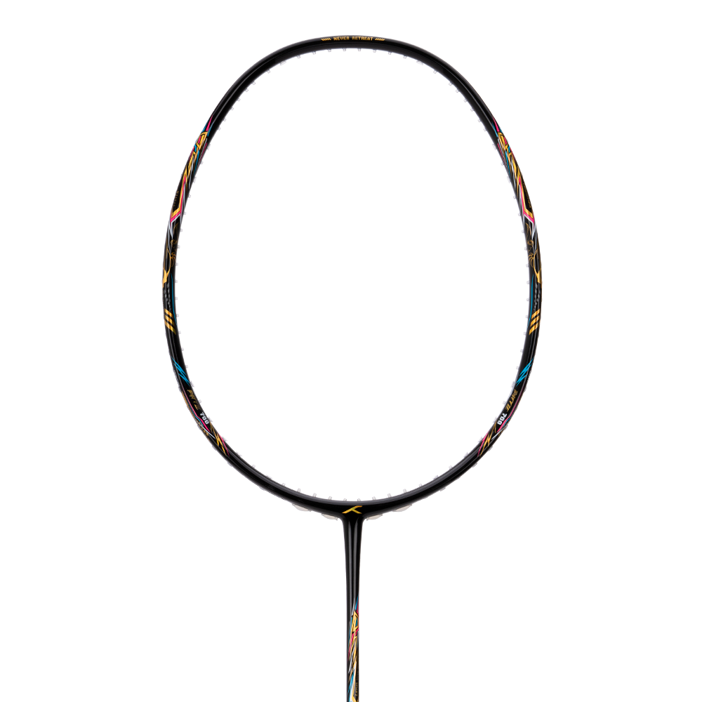 Hundred Battle 700 black racket head, front view showing isometric frame