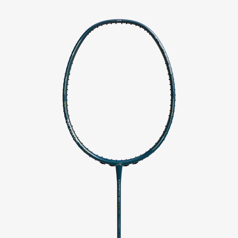 Hundred Nitrix 80 Bullet badminton racket in Nitro Blue, full frame front view