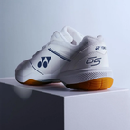 Yonex Power Cushion 65 Z4 white badminton shoe, studio shot on plinth